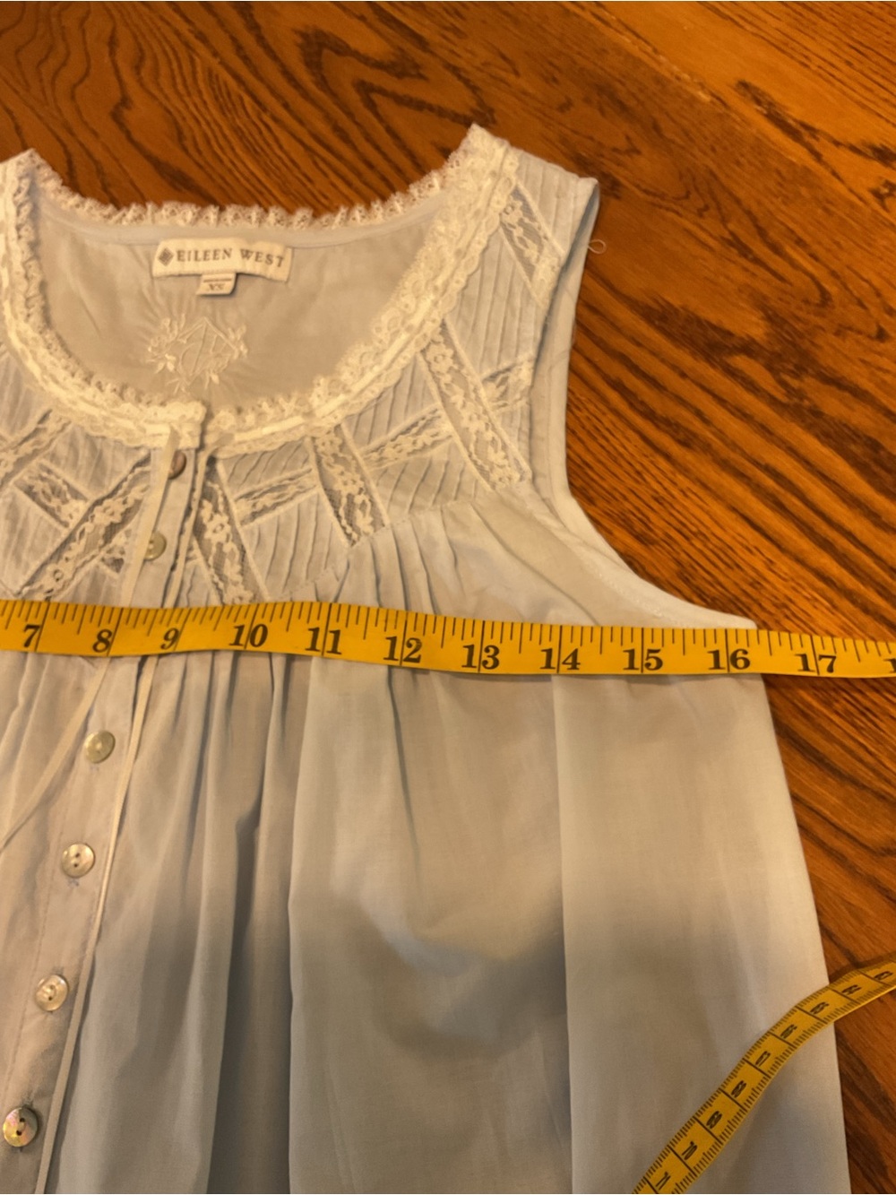 New Eileen West Light Blue Cotton Nightgown & Matching Robe with Lace Yoke - Picture 6 of 11